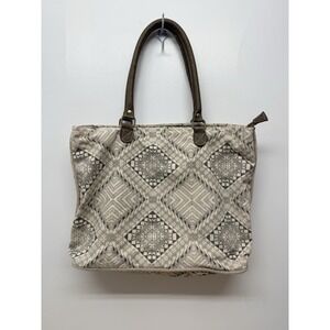 MYRA BAG S-0845 ARTISAN TOTE CANVAS LEATHER HANDLE TOTE Western Aztec #25